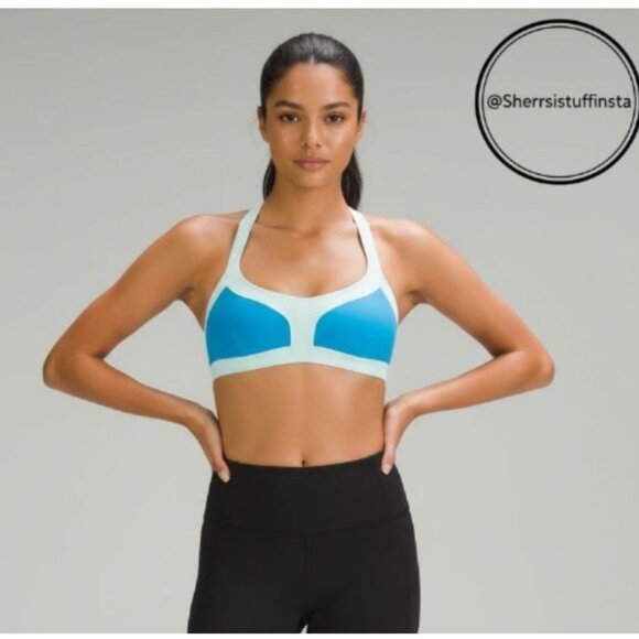 Lululemon Run Sprint Sports Bra Beach Blanket Blue Medium Support Racerback 6 - Picture 1 of 7